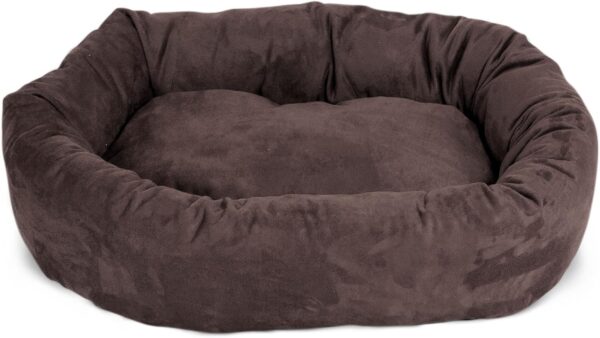 Majestic Pet 52 Inch Suede Calming Dog Bed Washable – Cozy Soft Round Dog Bed with Spine Support for Dogs to Rest their Head - Fluffy Donut Dog Bed 52x35x11 (Inch) - Round Pet Bed X- Large – Chocolate - Image 6