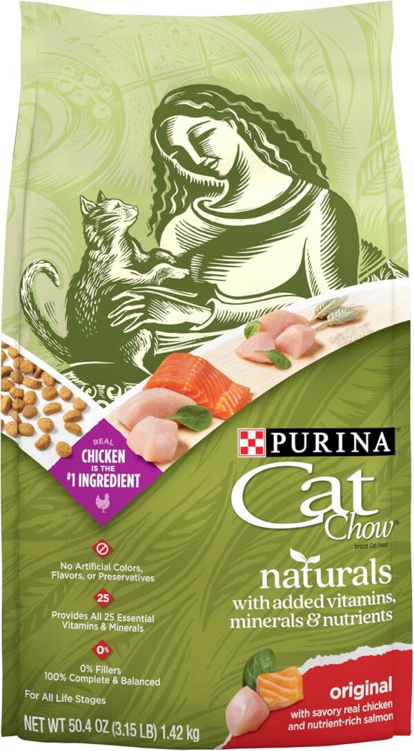 Purina Cat Chow Naturals With Added Vitamins, Minerals and Nutrients Dry Cat Food, Naturals Original - (Pack of 4) 3.15 lb. Bags