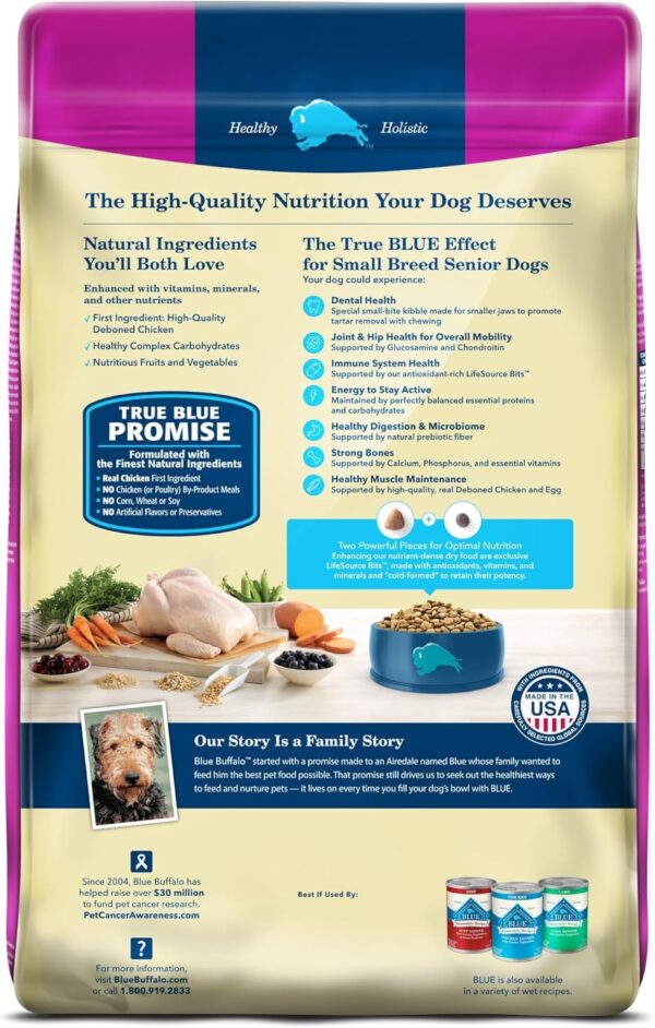 Blue Buffalo Life Protection Formula Small Breed Senior Dry Dog Food, Supports Joint Health and Immunity, Made with Natural Ingredients, Chicken & Brown Rice Recipe, 15-lb. Bag - Image 2