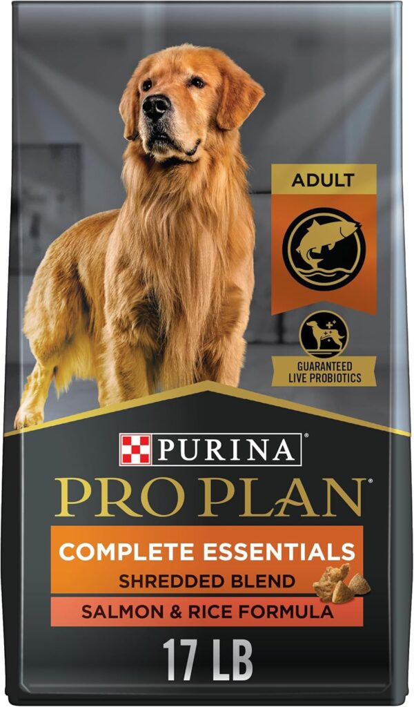 Purina Pro Plan High Protein Dog Food With Probiotics for Dogs, Shredded Blend Salmon & Rice Formula - 17 lb. Bag