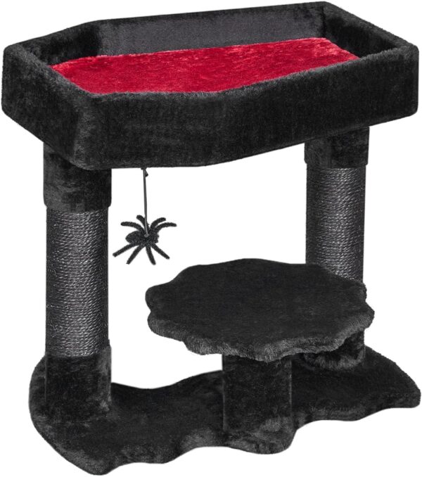 BEWISHOME Gothic Cat Tree with Coffin Bed, Cat Tower for Indoor Cats with Spacious Cat Condo, Sisal Scratching Posts, Spider Toy Cat Activities Center for Black Cats Halloween Pet Furniture MMJ91R