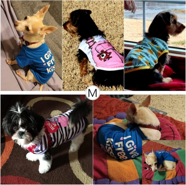 SATINIOR Dog Clothes Printed Dog Shirts Puppy T-Shirts Cute Pet Cotton Clothes Doggie Shirt for Small Medium Dog Apparel Summer Christmas(M) - Image 4