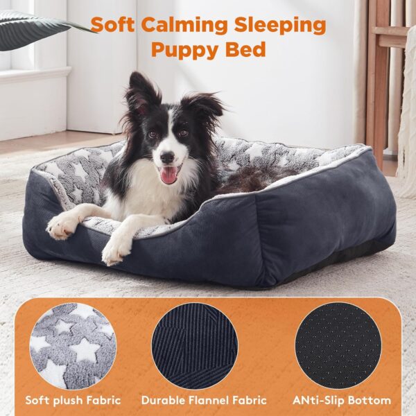 GASUR Rectangle Dog Bed for Large Dogs, Cozy Washable Bed Orthopedic Dog Sofa Bed, Pet Cuddler Anti-Slip Bottom, Soft Calming Sleeping Puppy Warming Puppy Bed (S (20"x 19"x 6"), Black) - Image 2