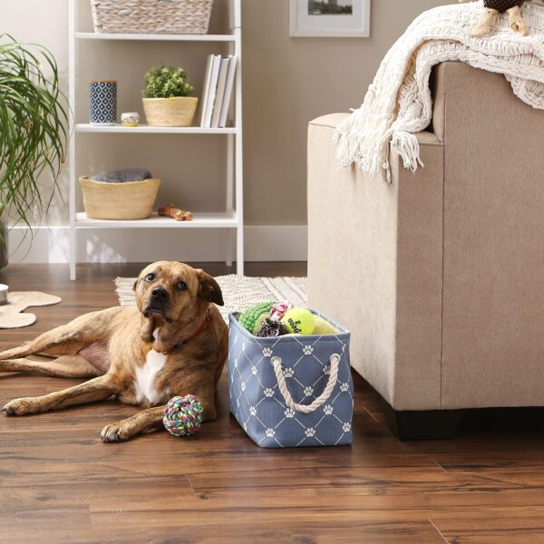 Bone Dry Pet Storage Collection Paw and Bone Print, Small Rectangle, 14x8x9, Stonewash Blue Trellis - Image 5