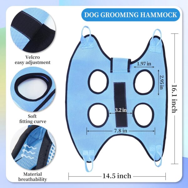 Cat Grooming Hammock for Nail Trimming Pet Hammock for Small Dogs with Security Strap Dog Sling for Nail Clipping with Clippers Nail File and Pet Comb (Cerulean XS) - Image 2