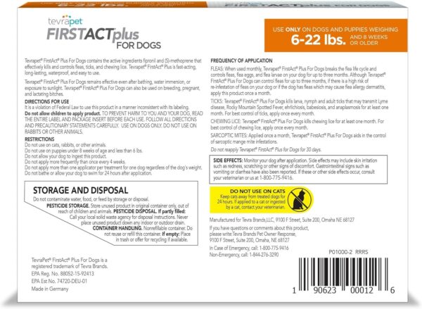 FirstAct Plus Flea Treatment for Dogs, Small Dogs 6-22 lbs, 3 Doses, Same Active Ingredients as Frontline Plus Flea and Tick Prevention for Dogs - Image 8