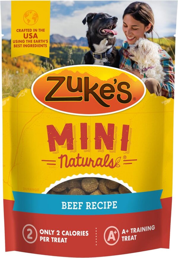 Zuke’s Mini Naturals Soft And Chewy Dog Treats For Training Pouch, Natural Treat Bites With Beef Recipe - 6.0 OZ Pouch