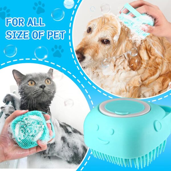 3PCS Dog Bath Brush, Dog Scrubber for Bath, Dog Bath Supplies, Dog Shampoo Brush with Adjustable Ring Handle, Bathing and Massaging Brush Christmas Gifts for Long Short Haired Dogs and Cats Blue - Image 7