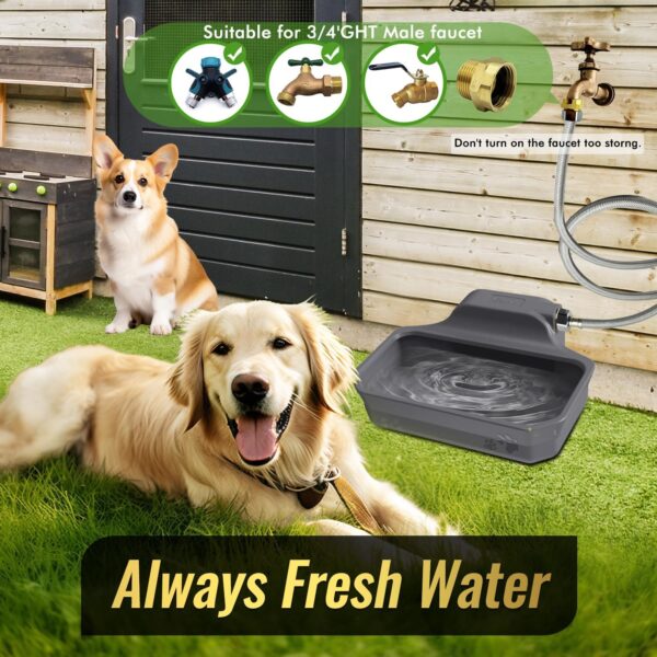 135OZ Automatic Water Dispenser for Large Dogs Patented Fit 3/4in GHT Male Faucet, Outdoor Animal Water Bowl Include Water Valve, 5ft Water Hose, Copper Connector, Extra-Large Drinking Area - Image 3