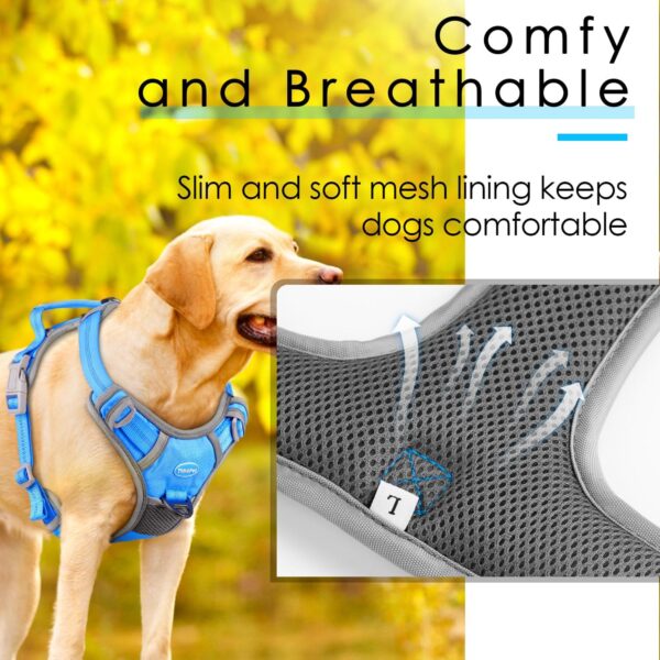 ThinkPet No Pull Harness Breathable Sport Harness with Handle-Dog Harnesses Reflective Adjustable for Medium Large Dogs,Back/Front Clip for Easy Control L Sky Blue - Image 3