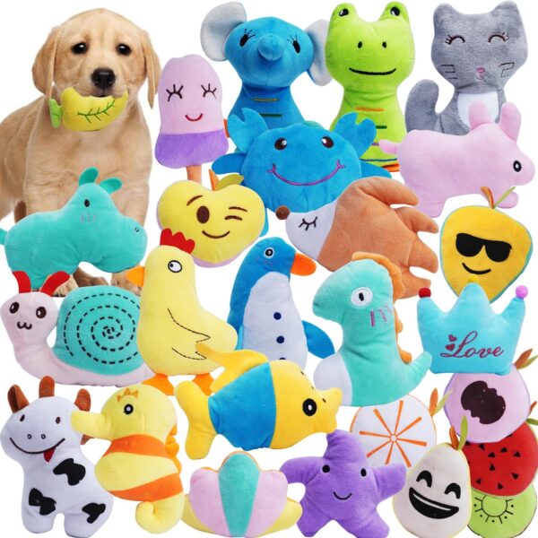 Pack of 26 Soft Small Medium Dog Squeaky Toys,Cute Puppy Favorite Comfortable Squeakers Toy,Multicolored for small medium dogs