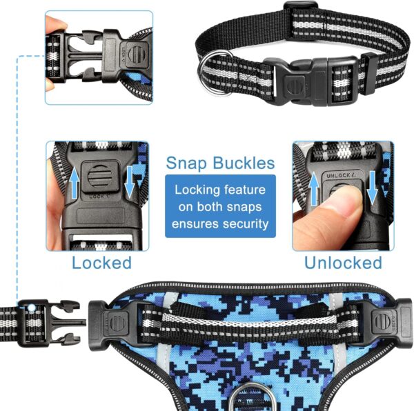 WINSEE Dog Harness No Pull, Pet Harnesses with Dog Collar, Adjustable Reflective Oxford Outdoor Vest, Front/Back Leash Clips for Small, Medium, Large, Extra Large Dogs, Easy Control Handle for Walking - Image 7