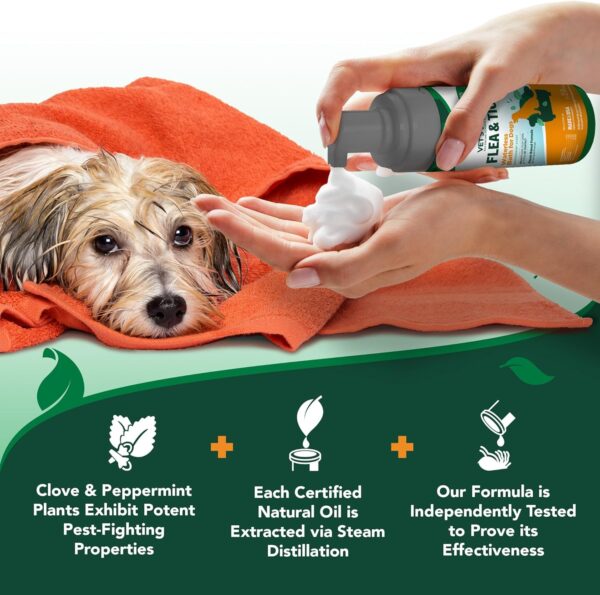 Vet's Best Flea & Tick Waterless Bath Foam for Dogs - Flea-Killing Dry Shampoo for Dogs - Plant-Based Ingredients - Certified Natural Oils - 8 oz - Image 7