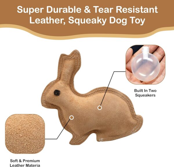 SPOT Dura-Fused Leather Rabbit - Durable Dog Toy with Squeaker, Real Leather & Jute Fabric, Interactive Toy for Moderate & Aggressive Chewers, Small and Medium Dogs and Puppies, 7.5in - Image 6