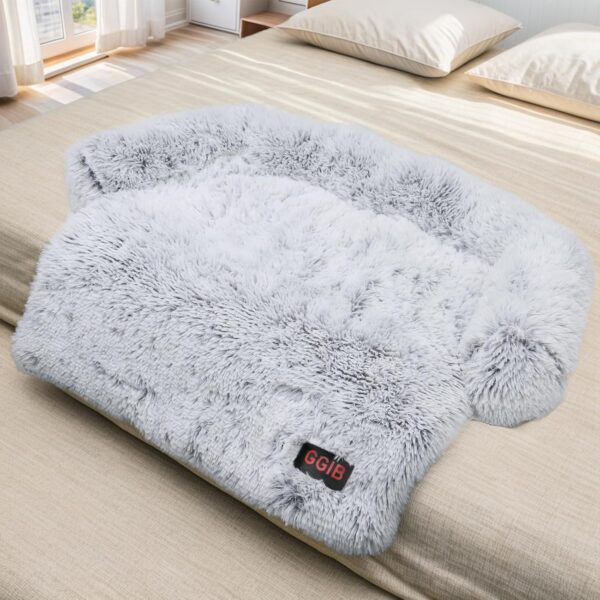 Calming Dog Bed Fluffy Plush Dog Mat for Furniture Protector with Removable Washable Cover for Large Medium Small Dogs and Cats (Large, Light Grey) - Image 7