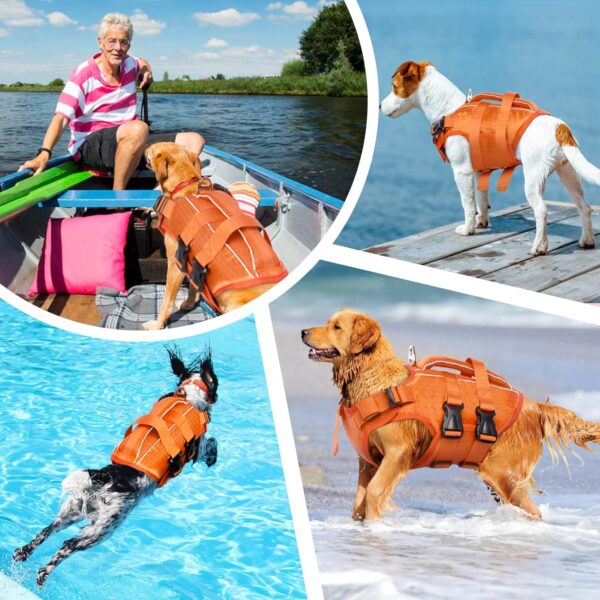 Kuoser Dog Life Jacket High Flotation, Reflective Dog Life Vest for Swimming Boating, Adjustable Small Medium Large Dog lifejacket, Lightweight Dog life Preserver Rescue Handle Spring Summer Pool - Image 8