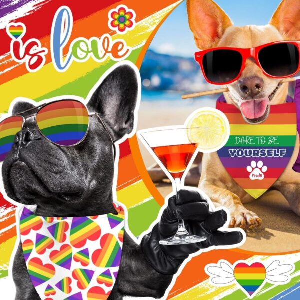 Pride Dog Bandanas, LGBT+ Rainbow Holiday Party Adjustable Pet Decorations 2 Pack Triangle Bibs Cat Scarf Set - Image 2