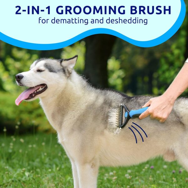 Pat Your Pet Deshedding Brush - Double-Sided Undercoat Rake for Dogs & Cats - Shedding Comb and Dematting Tool for Grooming, Extra Wide - Image 3