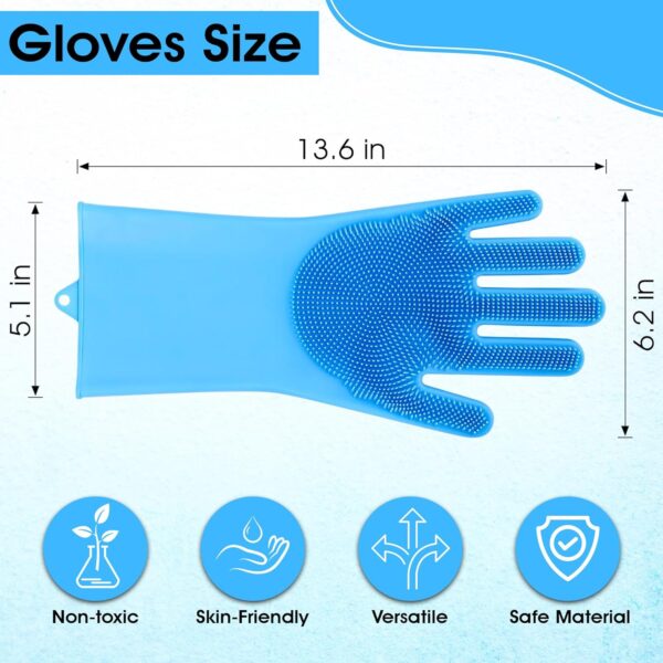 Pet Grooming Gloves, Dog Washing Gloves with High-Density Teeth, Silicone Dog Bathing Gloves with Enhanced Five Finger Design, Bathing and Massaging for Dogs and Cats (Blue) - Image 2