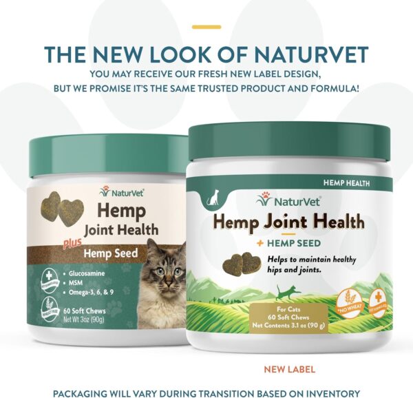 NaturVet – Hemp Joint Health for Cats - Plus Hemp Seed – 60 Soft Chews – Supports Healthy HIPS & Joints – Enhanced with Glucosamine, MSM & Hemp Seed– 30 Day Supply - Image 2