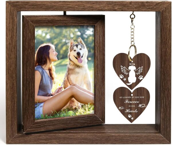 Dog Memorial Picture Frame, Pet Memorial Gifts for Dogs Rotating Wooden Photo Frame 4x6in, Dog Memorial Gifts for Loss of Dog, Rainbow Bridge Pet Loss Sympathy Gift for Dog Lovers - Image 8