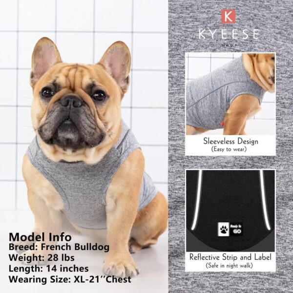 KYEESE 2Pack Dog Shirt for Small Dogs Sports Athletic Breathable Shirts with Reflective Stripe Athletic Tank Top Lightweight Dog Clothes,Grey+Blue,L - Image 4