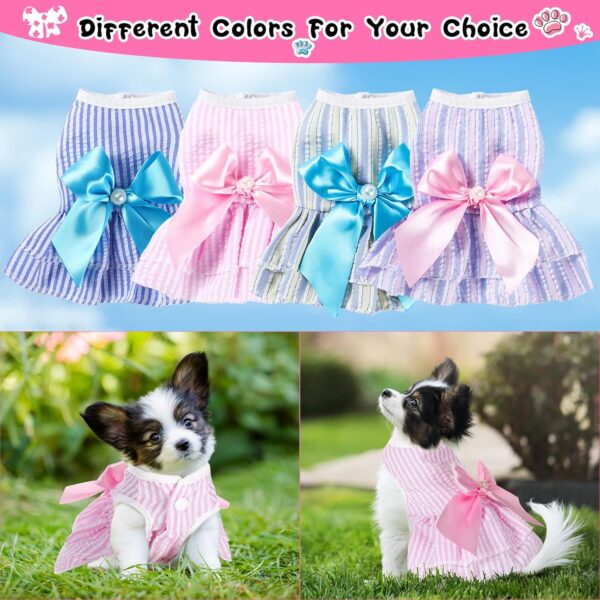 4 Pieces Dog Dresses for Small Medium Dogs Puppy Clothes Summer Princess Pet Dresses Girl Female Doggie Tutu Skirt Apparel for Chihuahua Yorkies Pup Cat Outfit(Small) - Image 3