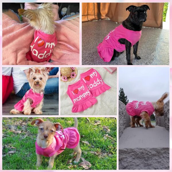 Dog Dress, Dog Clothes for Small Dogs Girl Cute I Love My Mom/Dad Pink Dog Dresses Breathable Pet Spring Summer Clothes Puppy Cat Outfits for Valentines Day - Image 7