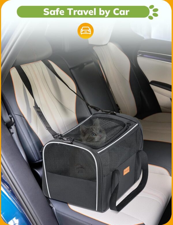 Morpilot Cat Carrier Soft - Portable Pet Carrier for Small or Medium Cats, Dogs and Puppy up to 14lbs, Airline Approved Dog Carrier with Safety Buckle - 16.0 x 10.4 x 11.2 Inch (Dark Gray) - Image 4