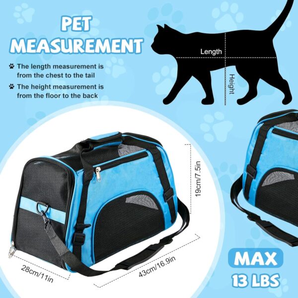 4 Pcs Cat Carrier Soft Pet Carrier for Cat Under 13lbs, 16.9'' x 11'' x 7.5'', Soft Sided Foldable Comfortable and Portable Carrying Bag for Cat, Small Dog Pet Travel(Rose Red, Blue) - Image 2