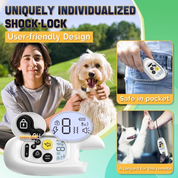 Dog Shock Collar with Remote - [2024 Newly Upgraded] Dog Training Collar for Small Medium Large Dogs, Rechargeable E Collar for Dogs Training, IPX7 Waterproof Electric Collar with Unique Shock-Lock - Image 2