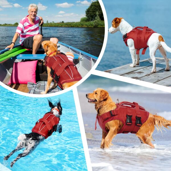 Kuoser Dog Life Jacket High Flotation, Reflective Dog Life Vest for Swimming Boating, Adjustable Small Medium Large Dog lifejacket, Lightweight Dog life Preserver Rescue Handle Spring Summer Pool - Image 8