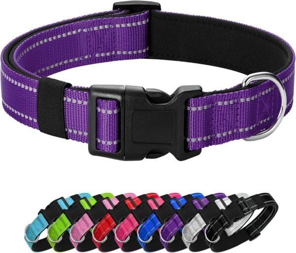 Reflective Dog Collar Padded with Soft Neoprene Breathable Quick Release Basic Dog Collars for Medium Dogs Purple Girl