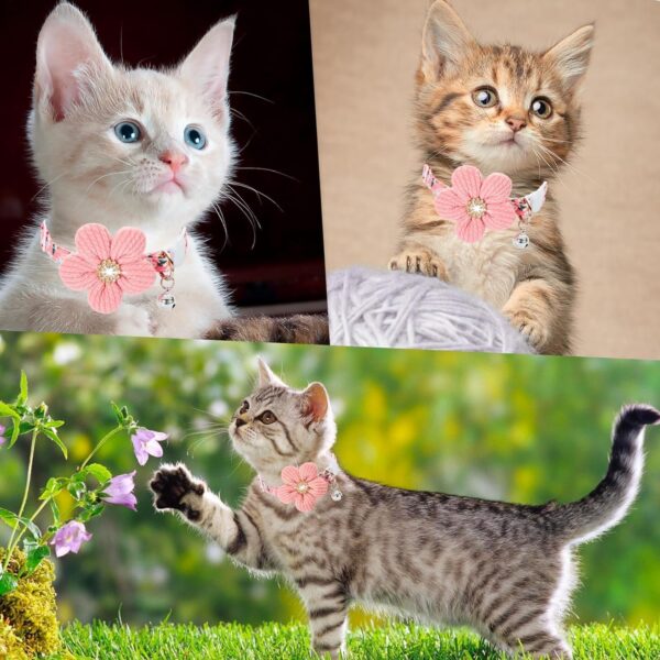 Cat Collar, HYQHYX Breakaway Kitten Collar with Flower,Rhinestone Kitty Collar with Bell, Floral Pet Collar with Safety Buckle for Cats and Puppy Dog - Image 7