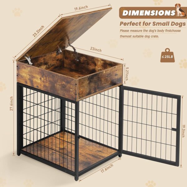 Dog Crate Furniture, Wooden Dog Crate End Table, Dog Kennel Pet House with Drawer, Indoor Decorative Pet Crate Dog Cage for Small Dog, Rustic Brown - Image 7