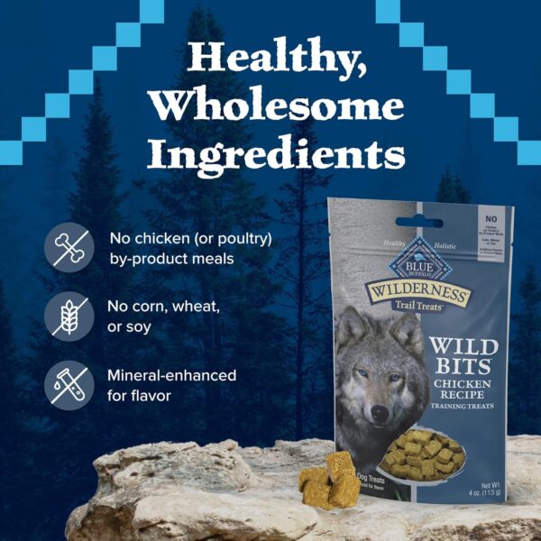 Blue Buffalo Wilderness Wild Bits Soft & Chewy Training Treats for Dogs, Grain-Free, Chicken Recipe, 4-oz. Bag - Image 7