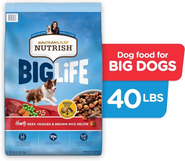 Rachael Ray Nutrish Big Life Dry Dog Food, Medium & Large Breed, Hearty Beef, Brown Rice, & Veggies, 40 Pounds - Image 2