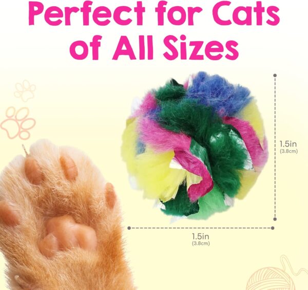 Cat Crinkle Balls 1.5 Inch (12-Pack) - Mini Crinkle Cat Toys for Indoor Cats - Multi-Color Cat Crinkle Toy - Canadian-Made Crinkle Balls for Cats - Image 5