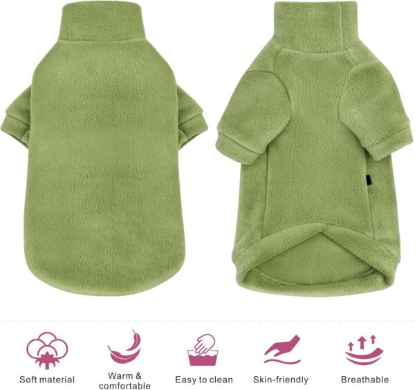 Idepet Sphynx Cats Clothes Winter,Hairless Cat Turtleneck Sweater Soft Coral Fleece Outfit Coat Warm Shirt Kitten Apparel with Sleeves Pullover Pet Winter Pajamas Jumpsuit (Green, Small) - Image 7