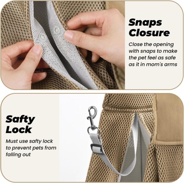 Dog Carrier Sling, Hand-Free Dog Sling Carrier for Small Dogs and Cats，Travel Safety Puppy Bag (Khaki) - Image 3