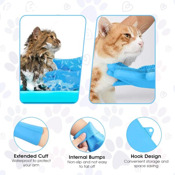 Pet Grooming Gloves, Dog Washing Gloves with High-Density Teeth, Silicone Dog Bathing Gloves with Enhanced Five Finger Design, Bathing and Massaging for Dogs and Cats (Blue) - Image 5