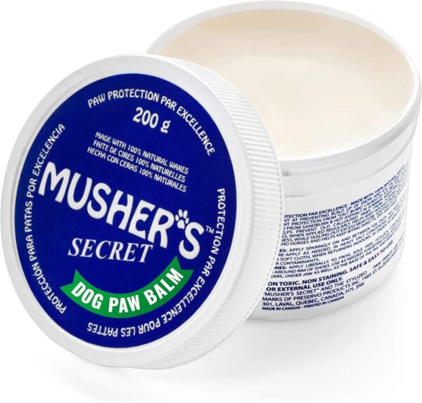 Musher's Secret Dog Paw Wax 200 g (7oz) - Moisturizing Dog Paw Balm that Creates an Invisible Barrier That Protects and Heals Dry Cracked Paws - All-Natural with Vitamin E and Food-Grade Ingredients