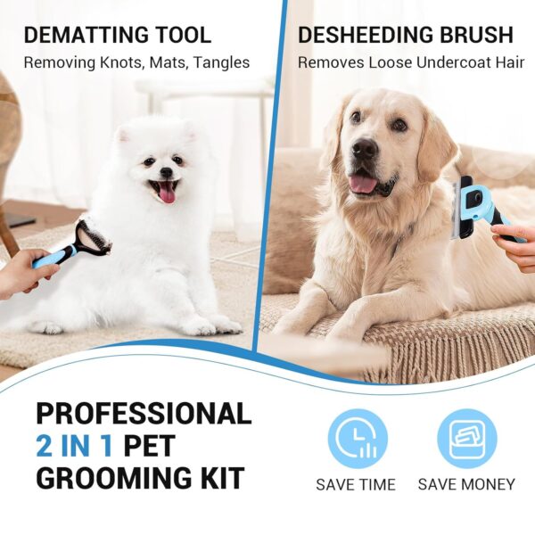 MIU COLOR Pet Grooming Brush，Deshedding Tool & 2 Sided Undercoat Rake for Dogs & Cats,2 in 1,Reduces Shedding and Remove Knots,Mats,Tangles for Cats, Dogs - Image 2