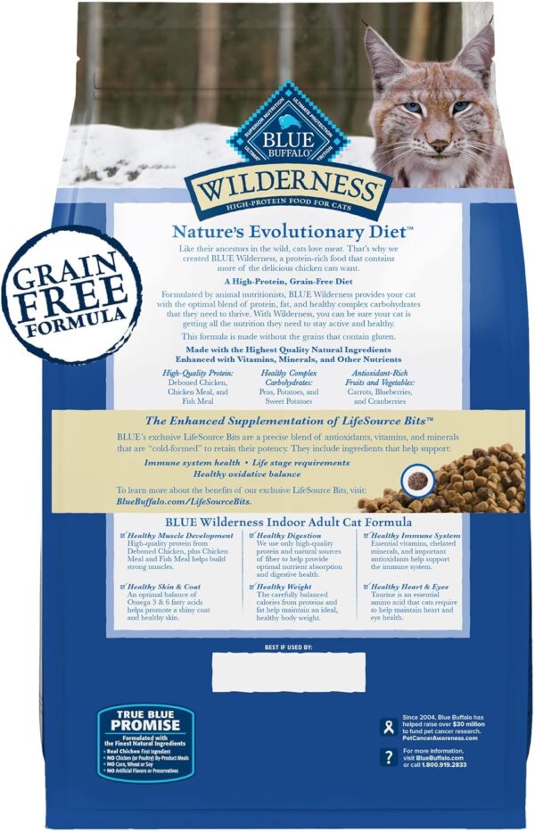 Blue Buffalo Wilderness Nature's Evolutionary Diet High-Protein, Grain-Free Natural Dry Food for Adult Cats, Chicken, 11-lb. Bag - Image 2