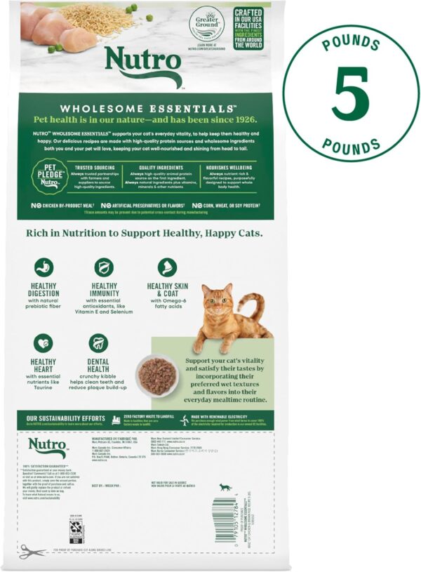 Nutro Wholesome Essentials Adult Dry Cat Food, Chicken & Brown Rice Recipe, 5 lbs. - Image 2