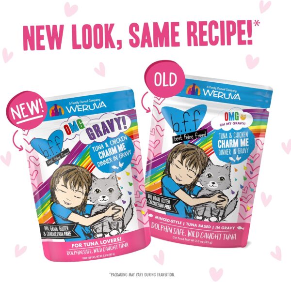 Weruva B.F.F. OMG - Best Feline Friend Oh My Gravy!, Rainbow A Gogo Variety Pack! Cat Food, 3oz Pouch (Pack of 12) - Image 9