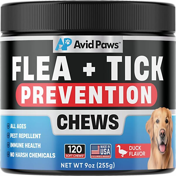 Natural Flea and Tick Prevention for Dogs - Dog Flea and Tick Treatment Chewable - Safe Flea Treatment Dogs of All Breeds & Ages - Flea Chews for Dogs - Flea Pills for Dogs for Dog Flea & Tick Control