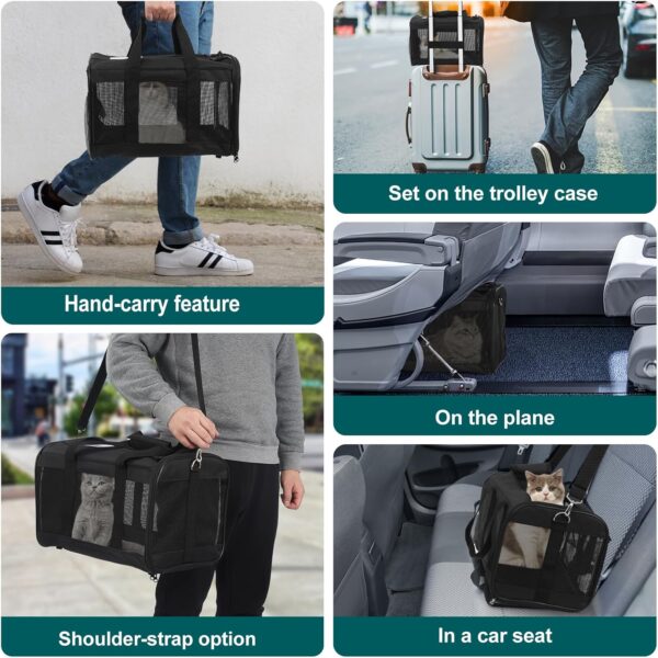 Comfort Carrier-Portable & Breathable Soft-Sided Cat Carrier with Fleece Pad, Lightweight, Collapsible, Robust & Safe Pet Travel Bag with Pockets-Perfect for Vet Visits, Airplane & Car Travel - Image 3