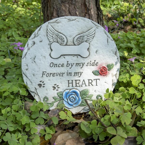 Pet Memorial Stone for Loss Dog or Cat, Dog Passing Away Sympathy Bereavement Gifts, Pet Grave Markers with Paw Prints Funerary Headstones Outdoor Garden - Image 2