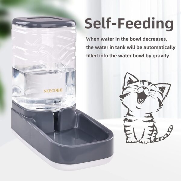 Automatic Pets Feeder and Water Dispenser Set,Gravity Food Feeder and Waterer Set with Pet Food Bowl,Easily Clean Self Feeding for Small Large Pets Dogs Cats Large Capacity(3.8L) - Image 4